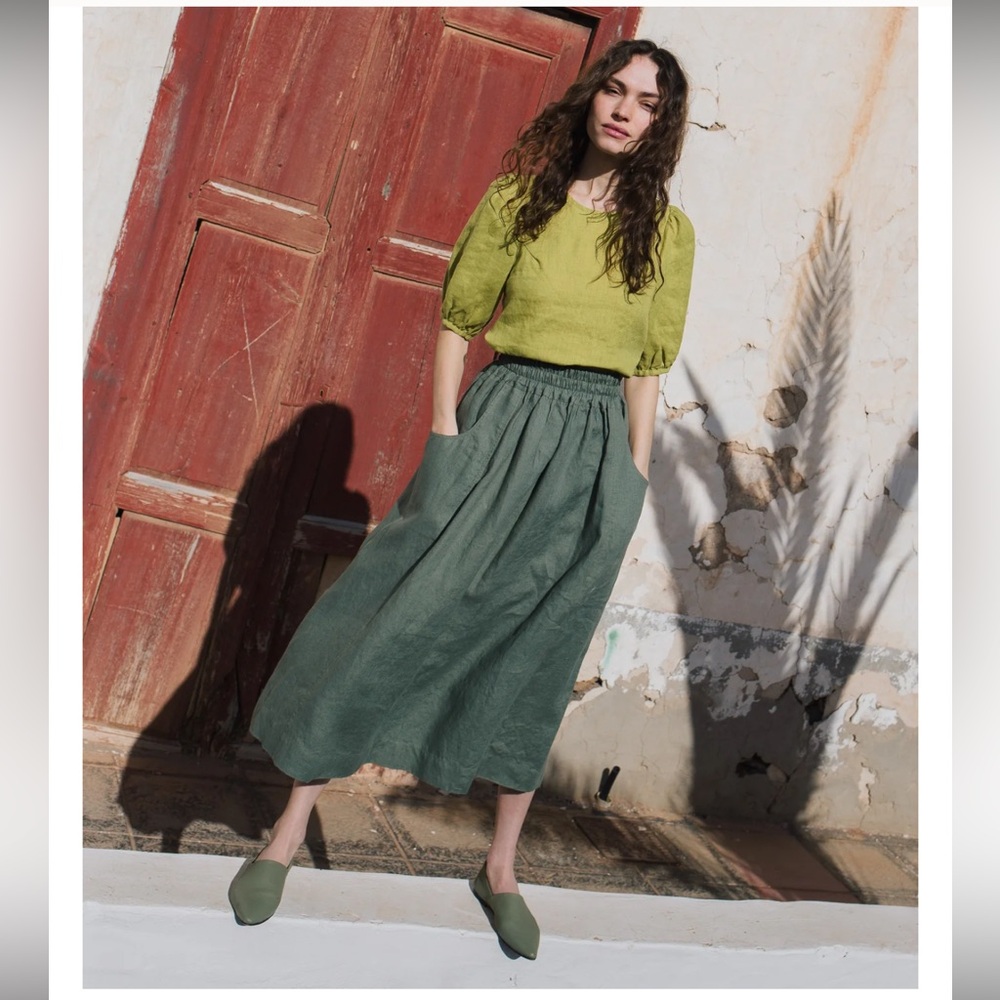 Not Perfect Linen Skirt - OIA skirt in Toast rust Linen - size S/M
